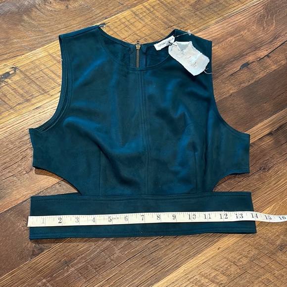 Emerald Faux Suede Crop Top - Picture 5 of 7